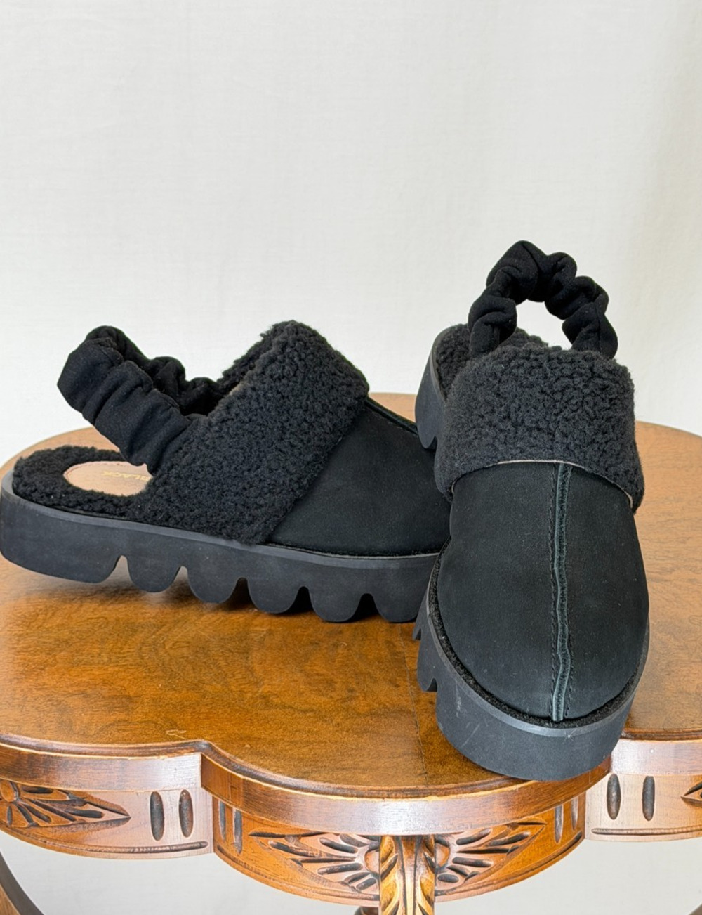 NIB All Black Slingback Sherpa Lined Mule Shoe #0366 EU 38